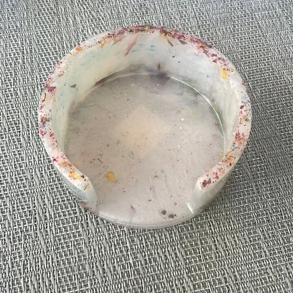 Handmade Pressed Flower Coaster Set and Holder Round Colorful - Picture 7 of 16